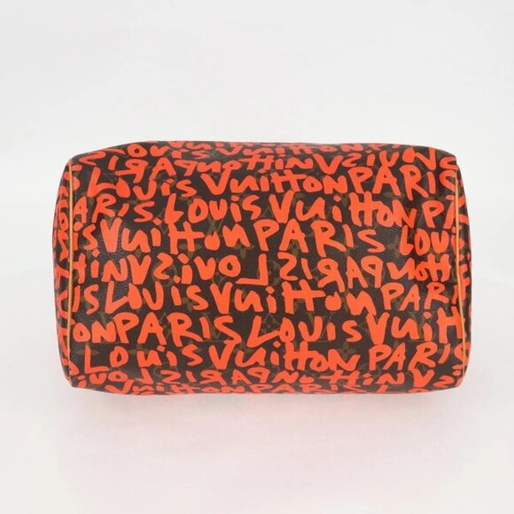 LOUIS VUITTON Monogram Graffiti Speedy 30 Hand Bag Orange M93705 Auth 131812V - Picture 5 of 16
